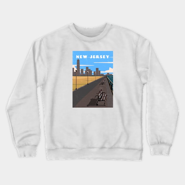 New Jersey, USA.Retro travel poster Crewneck Sweatshirt by GreekTavern